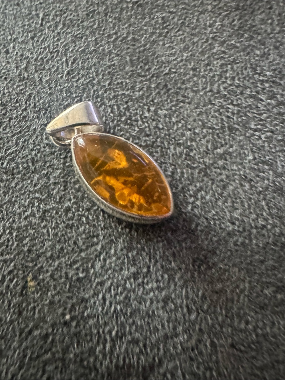 Amber Marquise Pendant in Sterling Silver - Women's Jewelry